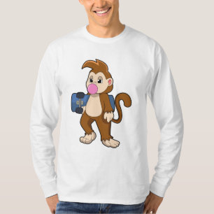 T-shirt Singe comme patineur avec skateboard