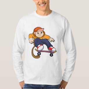 T-shirt Singe comme patineur avec skateboard