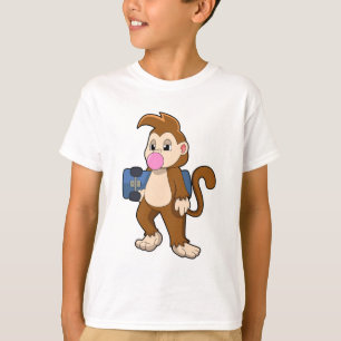 T-shirt Singe comme patineur avec skateboard