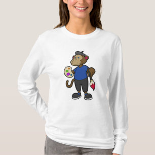 T-shirt Singe comme peintre avec peinture et pinceau