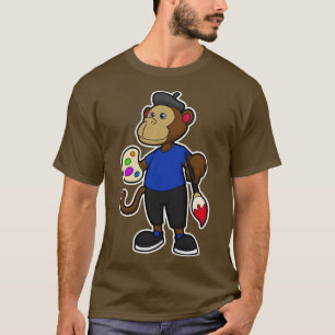 T-shirt Singe comme peintre avec pinceau