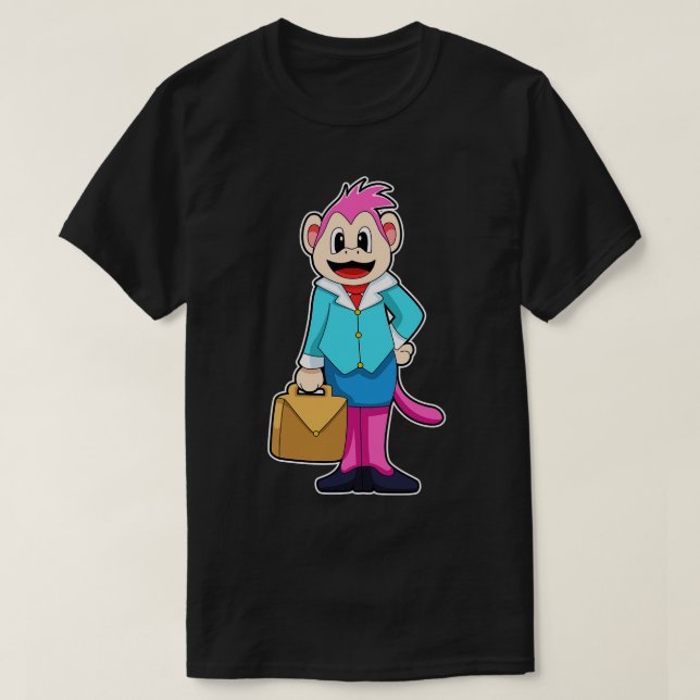T-shirt Singe comme secrétaire avec sac (Design devant)