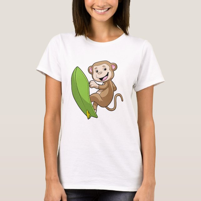 T-shirt Singe comme surfeur avec Surfer (Devant)