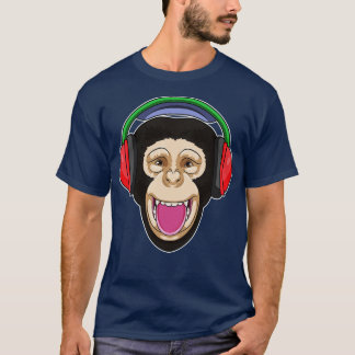 T-shirt Singe dans la musique avec casque