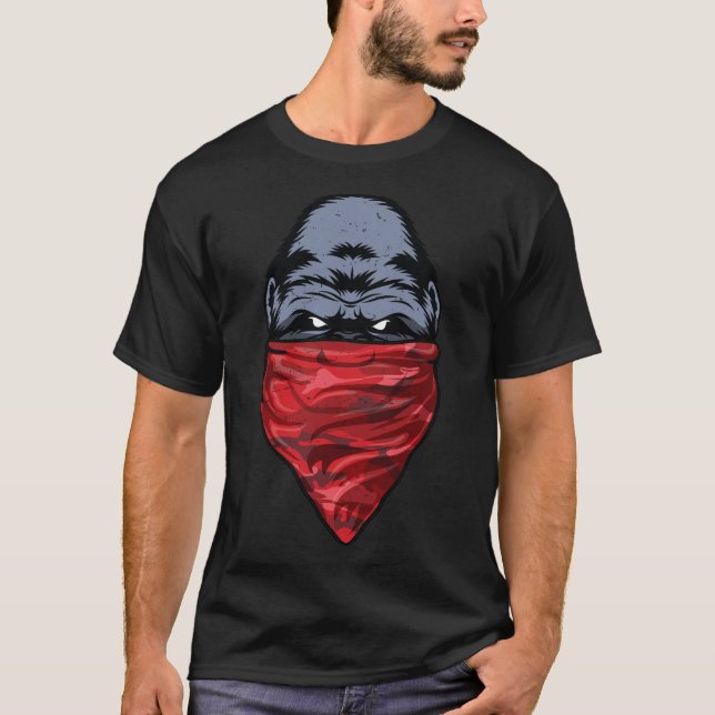 T-shirt Singe de bandit de gorille utilisant une bandanna (Devant)
