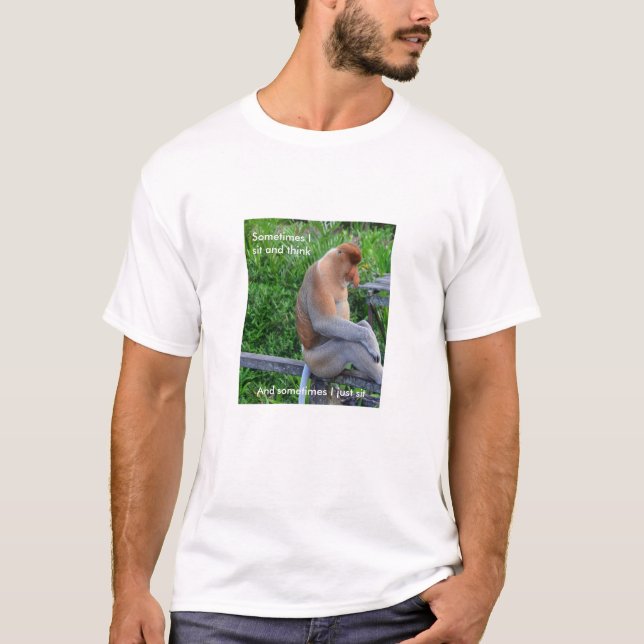 T-shirt Singe de buse - parfois je m'assieds et pense (Devant)