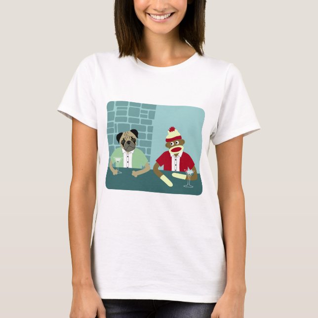 T-shirt Singe de carlin et de chaussette (Devant)