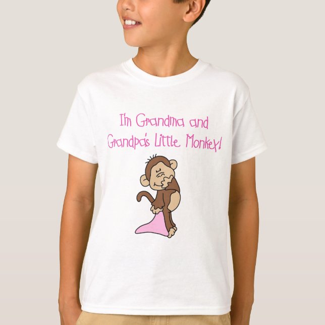 T-shirt Singe de grand-maman et de grand-papa - rose (Devant)