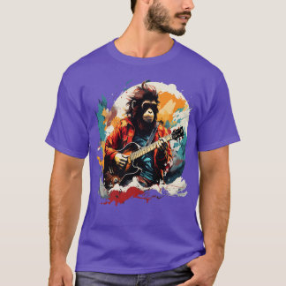 T-shirt Singe Des Neiges Jouant De La Guitare