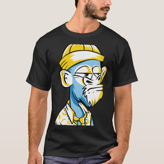 T-shirt Singe ennuyé avec un Casquette et un gilet en chan (Devant)