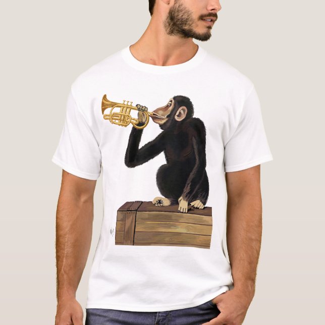 T-shirt Singe Jouant à la trompette 2 (Devant)
