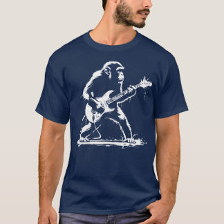 T-shirt singe joue de la guitare