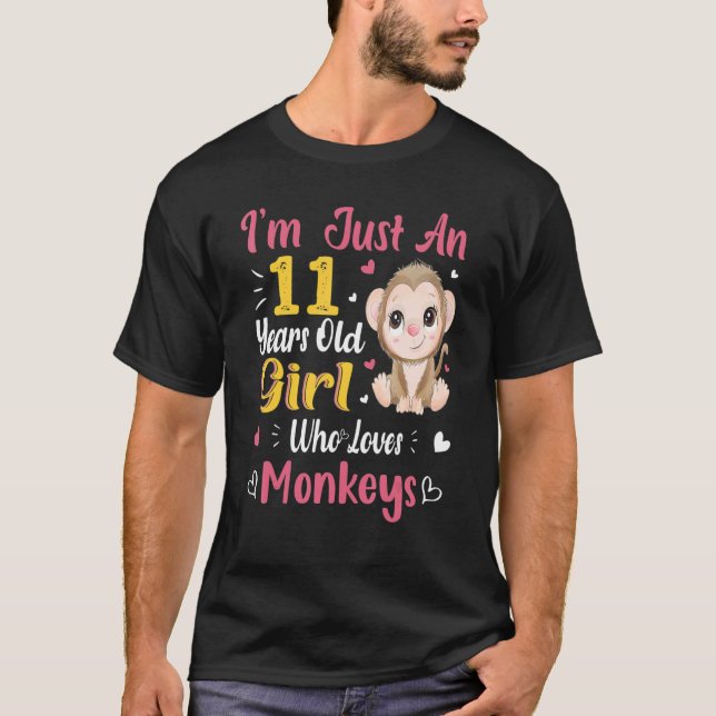 T-shirt Singe Juste Une Fille Qui Aime Les Singes 11e Anni (Devant)