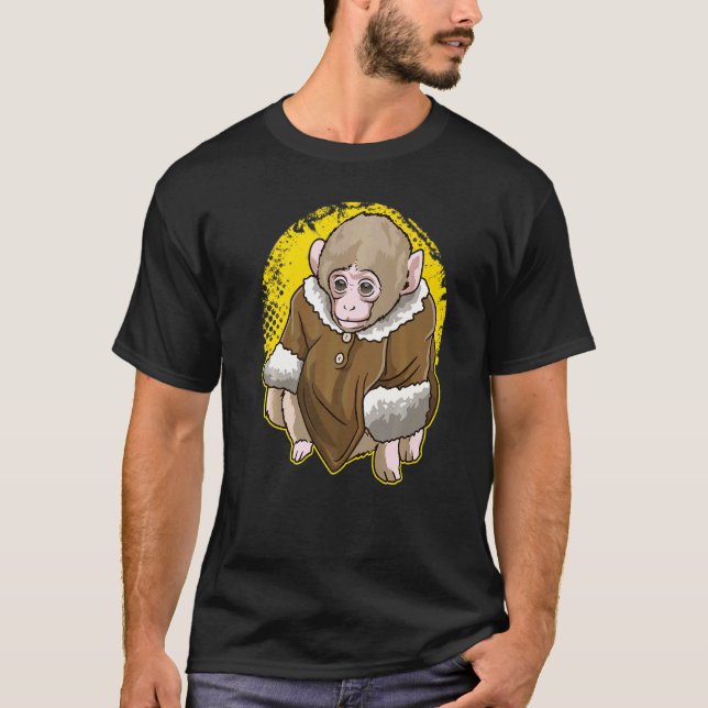 T-shirt Singe Macaque À La Neige Mignonne Portant Un Mème  (Devant)
