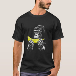 T-shirt Singe mangeant une banane Art, Graphique drôle