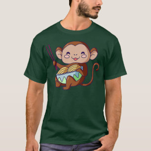 T-shirt Singe Manger Ramen Kawaii Anime nouilles japonaise