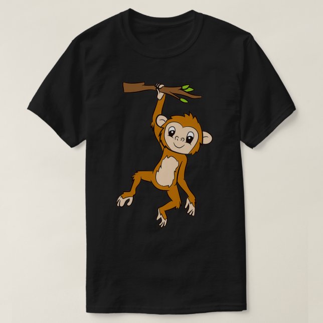 T-shirt Singe Pendu À Une Branche Singe Enfants Mignon Sin (Design devant)