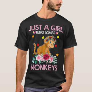 T-shirt Singe Pour Femmes Enfants Juste Une Fille Qui Aime