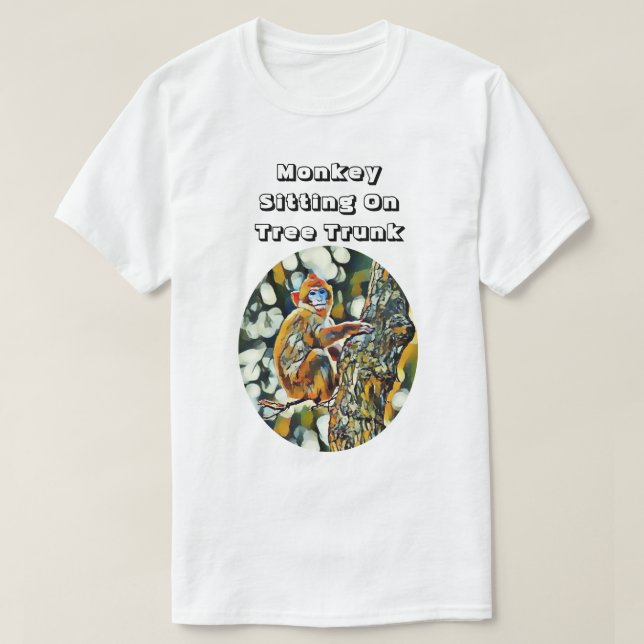 T-shirt Singe se reposant sur le tronc d'arbre (Design devant)