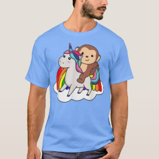 T-shirt Singe Sur Unicorn Rainbow Animaux Sweet Monkey Uni