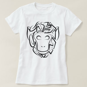 T-shirt Singe tribal noir et blanc