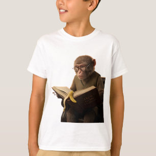 T-shirt Singe universitaire bibliothécaire lisant dans un 