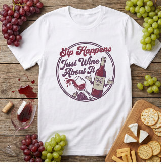T-shirt Sip Happens Just Wine About It Funny Wine Pun