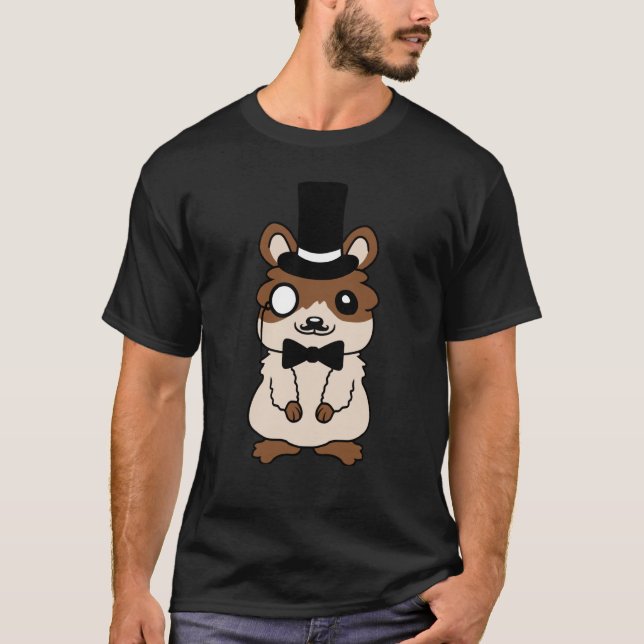 T-shirt Sir Hamster With Top Hat And Monocle Glasses (Devant)