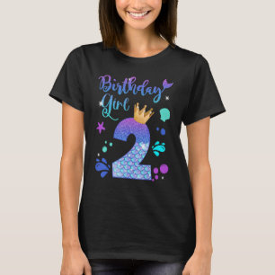 T-shirt Sirène Anniversaire Fille 2 Année Ancien C'est mon