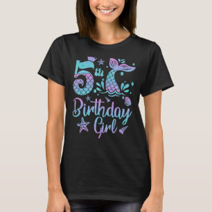 T-shirt Sirène Anniversaire Fille 5 Année Ancien C'est mon