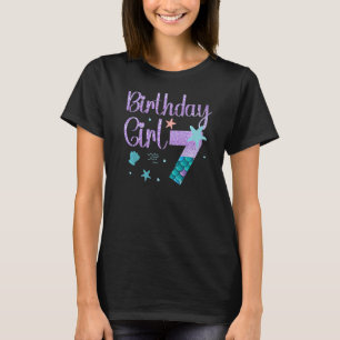 T-shirt Sirène Anniversaire Fille 7 Année Ancien C'est mon