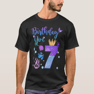 T-shirt Sirène Anniversaire Fille 7 Année Ancien C'est mon