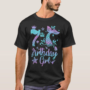 T-shirt Sirène Anniversaire Fille 7 Année Ancien C'est mon