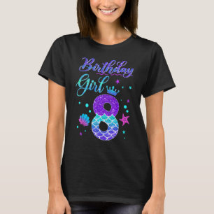 T-shirt Sirène Anniversaire Fille 8 Ans C'Est Mon 8ème Ann