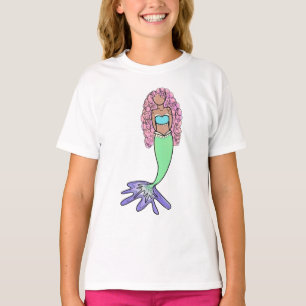 T-shirt sirène arc-en-ciel rose bleu violet vert noir bouc