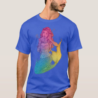 T-shirt Sirène arc-en-ciel tatouée