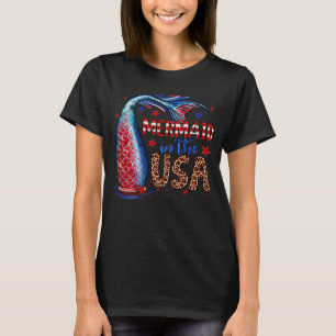 T-shirt Sirène Aux Etats-Unis 4 Juillet Drapeau Américain