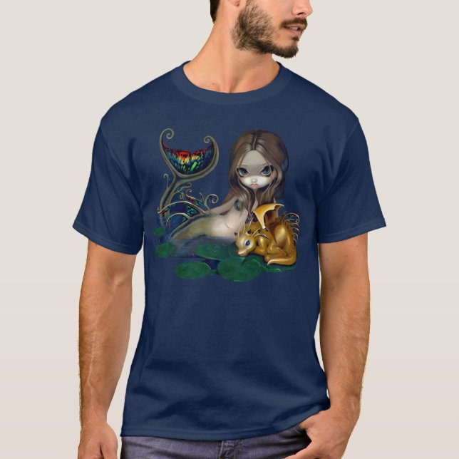 T-shirt Sirène avec un art d'or d'imaginaire de chemise de (Devant)