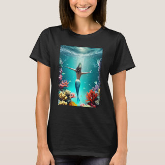 T-shirt Sirène de conte aquatique dans une mer bleue
