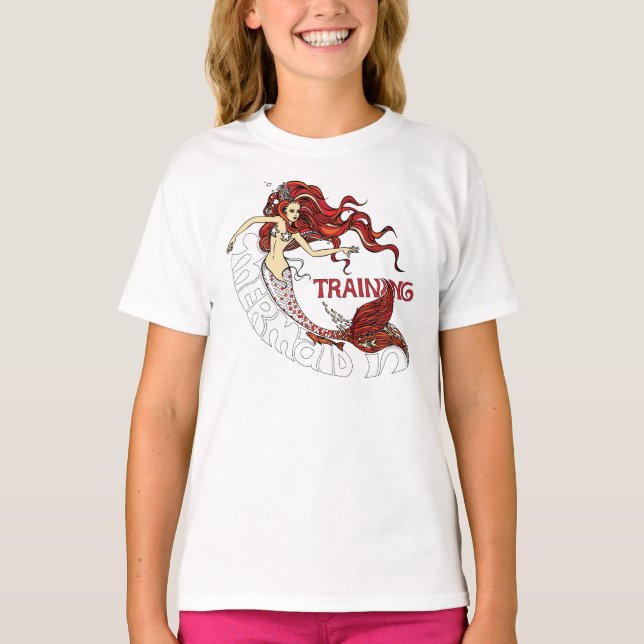 T-shirt Sirène en formation, enfants (rousse) (Devant)