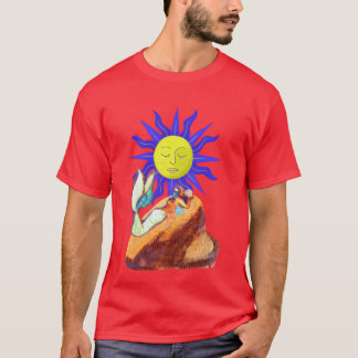 T-shirt Sirène ensoleillée sur un ami rocher