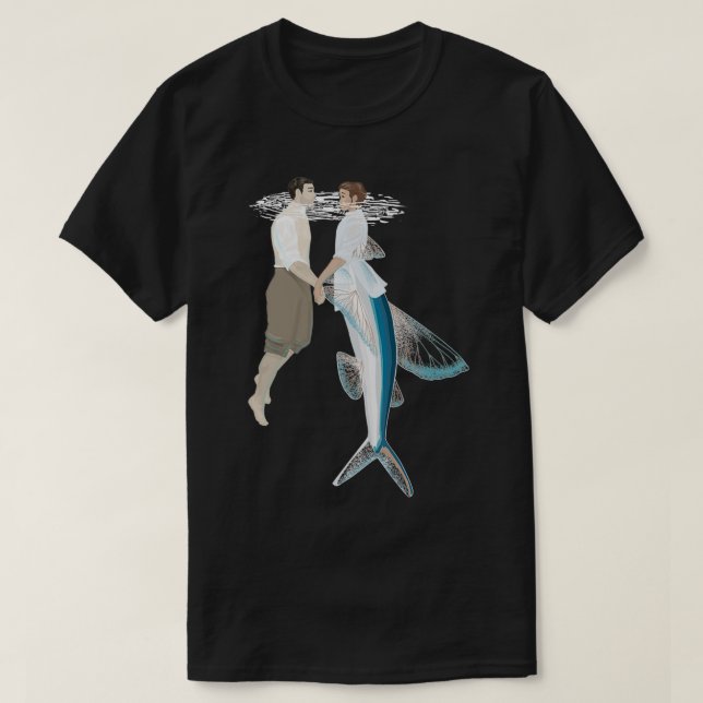 T-shirt Sirène et voile en noir (Design devant)
