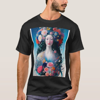 T-shirt Sirène Renaissance aux fleurs