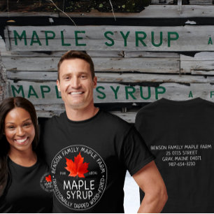 T-shirt sirop d'érable Chalkboard Texte Feuille ro