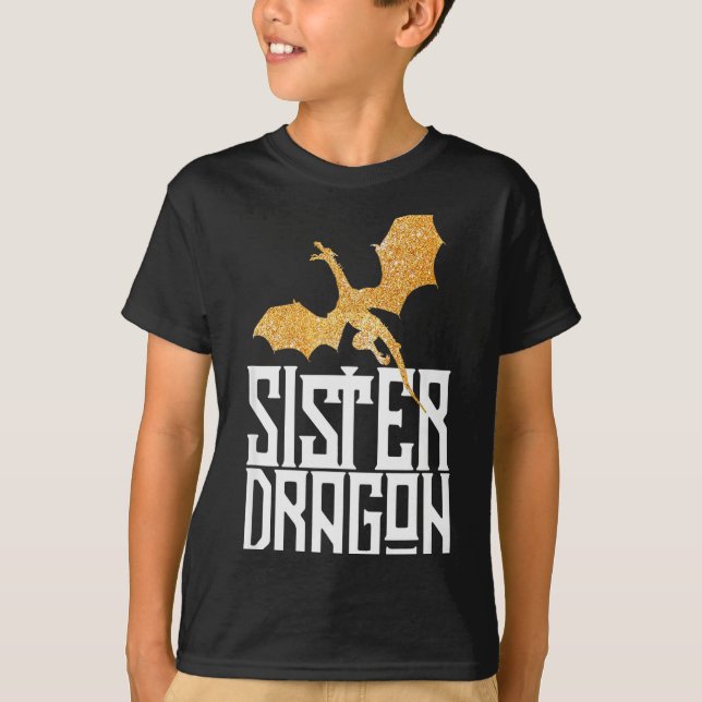 T-shirt Sister Dragon Christmas Matching Family Tribe Girl (Devant)