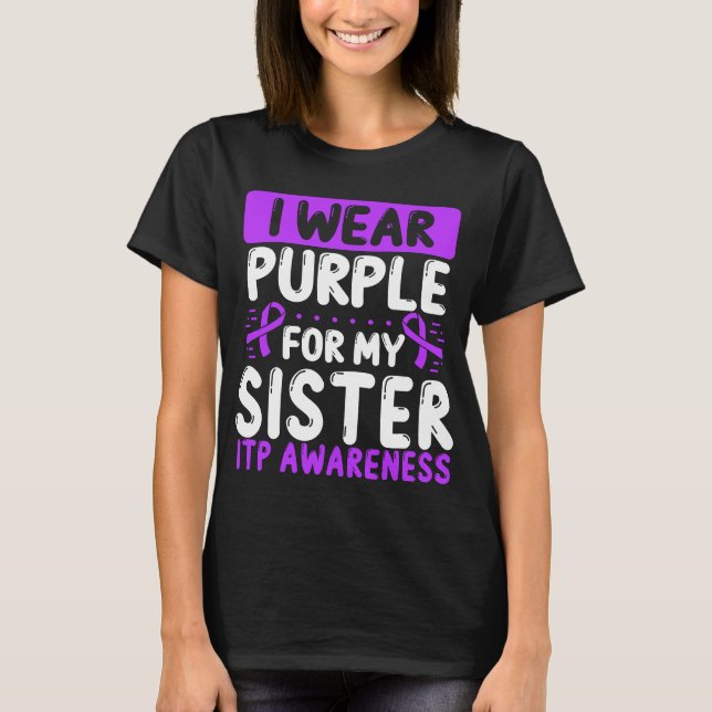 T-shirt Sister Purple Ribbon Twin ITP Sensibilisation (Devant)