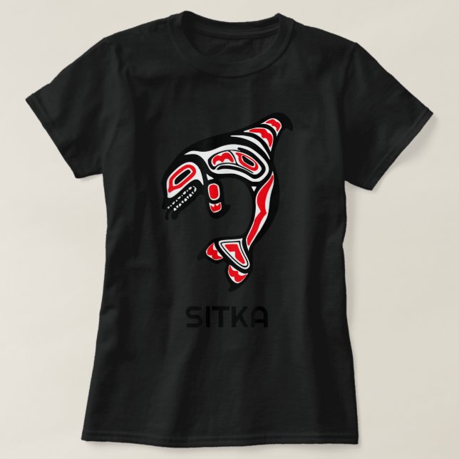 T-shirt Sitka Alaska Amérindien Indien Orca Killer Wh (Design devant)