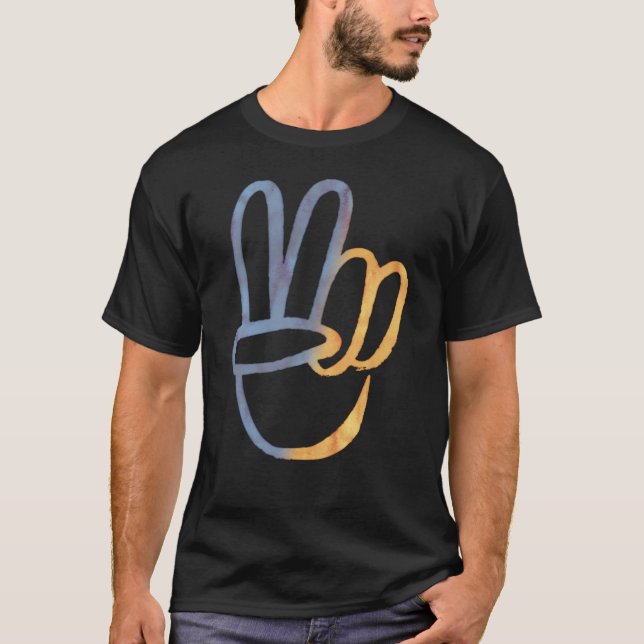 T-shirt Situation en Ukraine - PEACE Symbole v-Sign Freedo (Devant)