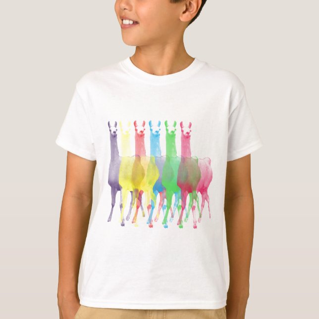 T-shirt six lamas dans six couleurs de lama (Devant)
