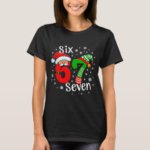 T-shirt Six Seven 67 Mème 6 7 Elfe Père Noël Noël